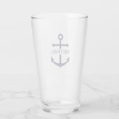 Personalisierter Name der Nautic Navy Blue Anchor Glas (Rückseite)