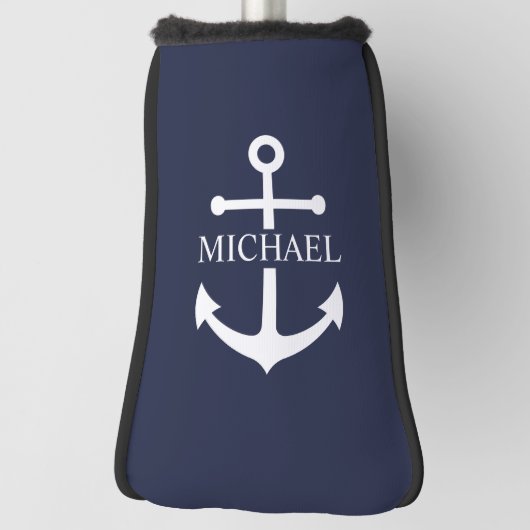 Personalisierter Name der Nautic Navy Blue Anchor Golf Headcover (Rotieren 90)