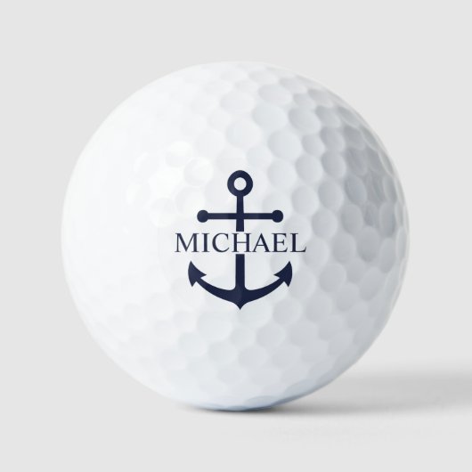 Personalisierter Name der Nautic Navy Blue Anchor Golfball (Vorderseite)