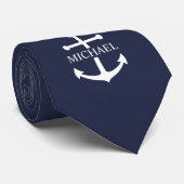 Personalisierter Name der Nautic Navy Blue Anchor Krawatte (Gerollt)