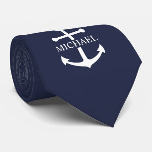 Personalisierter Name der Nautic Navy Blue Anchor Krawatte