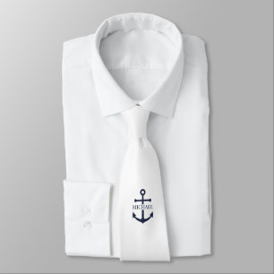 Personalisierter Name der Nautic Navy Blue Anchor Krawatte