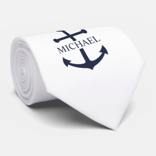 Personalisierter Name der Nautic Navy Blue Anchor Krawatte