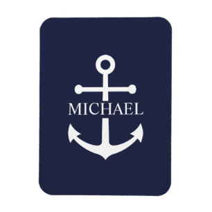 Personalisierter Name der Nautic Navy Blue Anchor Magnet