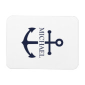 Personalisierter Name der Nautic Navy Blue Anchor Magnet (Horizontal)
