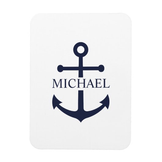 Personalisierter Name der Nautic Navy Blue Anchor Magnet (Vertikal)