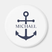 Personalisierter Name der Nautic Navy Blue Anchor Magnet (Vorne)