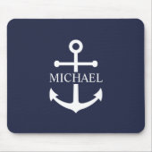 Personalisierter Name der Nautic Navy Blue Anchor Mousepad (Vorne)