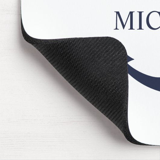 Personalisierter Name der Nautic Navy Blue Anchor Mousepad (Ecke)
