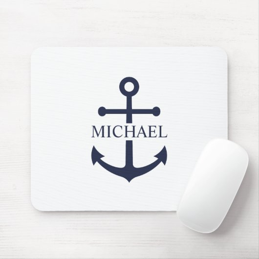 Personalisierter Name der Nautic Navy Blue Anchor Mousepad (Mit Mouse)