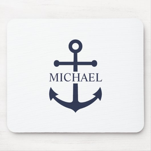 Personalisierter Name der Nautic Navy Blue Anchor Mousepad (Vorne)