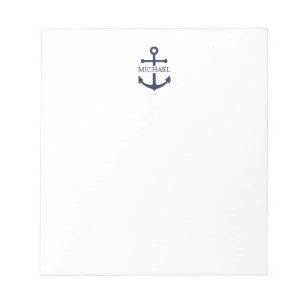 Personalisierter Name der Nautic Navy Blue Anchor Notizblock