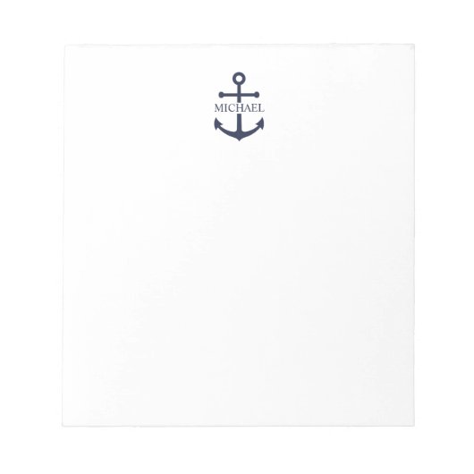 Personalisierter Name der Nautic Navy Blue Anchor Notizblock (Vorderseite)