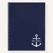 Personalisierter Name der Nautic Navy Blue Anchor Notizblock (Vorderseite)