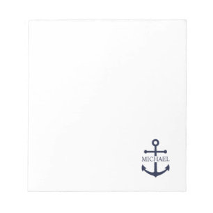 Personalisierter Name der Nautic Navy Blue Anchor Notizblock