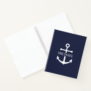 Personalisierter Name der Nautic Navy Blue Anchor Notizblock