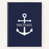Personalisierter Name der Nautic Navy Blue Anchor Notizblock (Vorderseite)