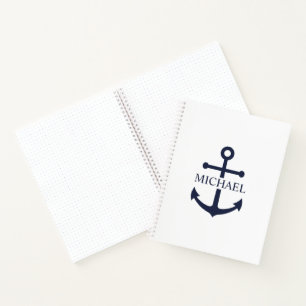 Personalisierter Name der Nautic Navy Blue Anchor Notizblock