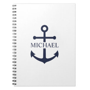 Personalisierter Name der Nautic Navy Blue Anchor Notizblock