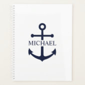 Personalisierter Name der Nautic Navy Blue Anchor Planer (Vorderseite)
