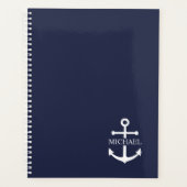 Personalisierter Name der Nautic Navy Blue Anchor Planer (Vorderseite)