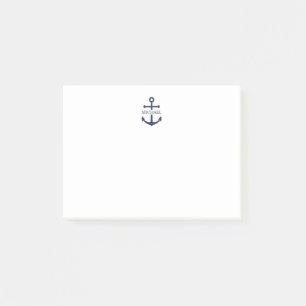 Personalisierter Name der Nautic Navy Blue Anchor Post-it Klebezettel