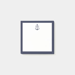 Personalisierter Name der Nautic Navy Blue Anchor Post-it Klebezettel