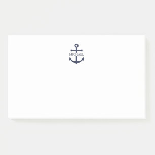 Personalisierter Name der Nautic Navy Blue Anchor Post-it Klebezettel