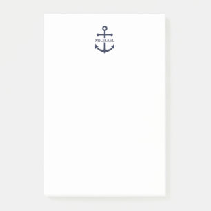 Personalisierter Name der Nautic Navy Blue Anchor Post-it Klebezettel