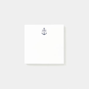 Personalisierter Name der Nautic Navy Blue Anchor Post-it Klebezettel