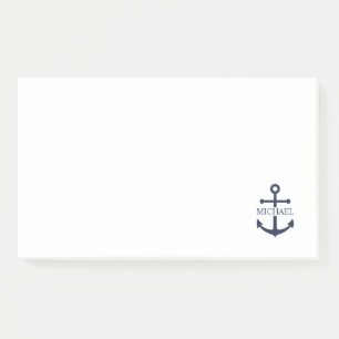 Personalisierter Name der Nautic Navy Blue Anchor Post-it Klebezettel