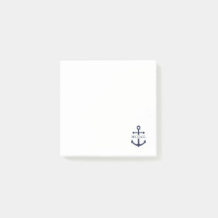 Personalisierter Name der Nautic Navy Blue Anchor Post-it Klebezettel