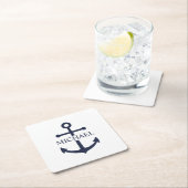 Personalisierter Name der Nautic Navy Blue Anchor Rechteckiger Pappuntersetzer (Vor Ort)