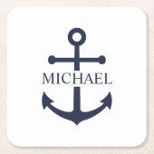 Personalisierter Name der Nautic Navy Blue Anchor Rechteckiger Pappuntersetzer (Vorderseite)