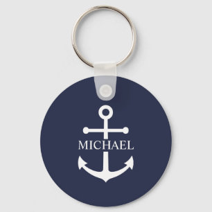 Personalisierter Name der Nautic Navy Blue Anchor Schlüsselanhänger