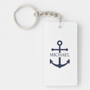 Personalisierter Name der Nautic Navy Blue Anchor Schlüsselanhänger