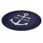 Personalisierter Name der Nautic Navy Blue Anchor Schneidebrett (Ecke)