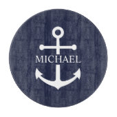 Personalisierter Name der Nautic Navy Blue Anchor Schneidebrett (Vorderseite)