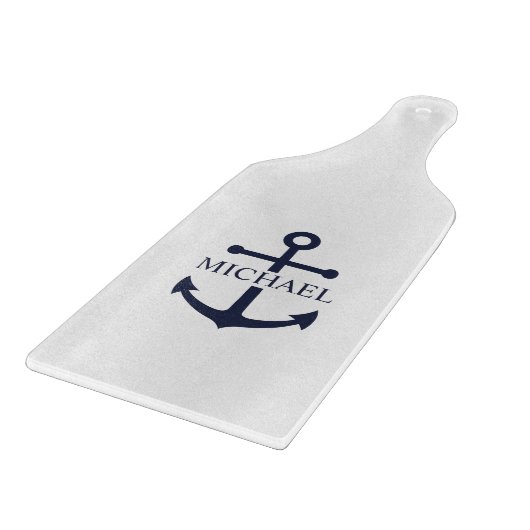 Personalisierter Name der Nautic Navy Blue Anchor Schneidebrett (Ecke)