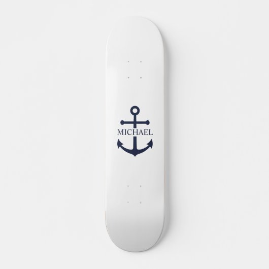 Personalisierter Name der Nautic Navy Blue Anchor Skateboard (Vorne)