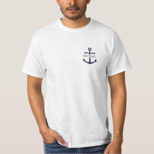 Personalisierter Name der Nautic Navy Blue Anchor T-Shirt