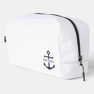Personalisierter Name der Nautic Navy Blue Anchor Waschbeutel