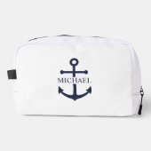 Personalisierter Name der Nautic Navy Blue Anchor Waschbeutel (Vorderseite)
