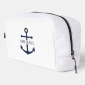 Personalisierter Name der Nautic Navy Blue Anchor Waschbeutel (Rechte Ecke)