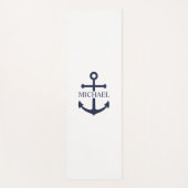 Personalisierter Name der Nautic Navy Blue Anchor Yogamatte (Vorderseite)