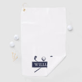 Personalisierter Name der Navy Blue Golf Clubs Golfhandtuch (Insitu)