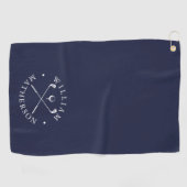 Personalisierter Name der Navy Blue Golf Clubs Golfhandtuch (Horizontal)