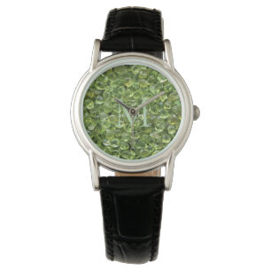 Personalisierter Name der Peridot Birthstone Monog Armbanduhr