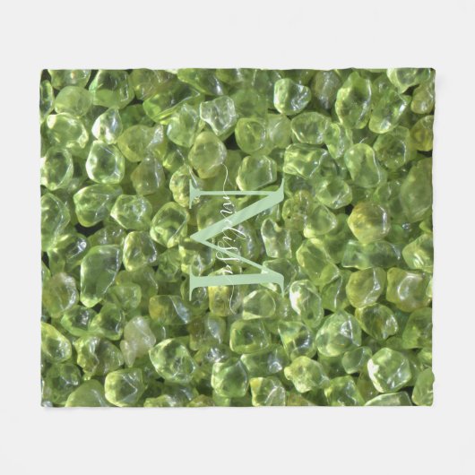 Personalisierter Name der Peridot Birthstone Monog Fleecedecke (Vorderseite (Horizontal))