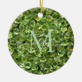 Personalisierter Name der Peridot Birthstone Monog Keramik Ornament (Vorne)
